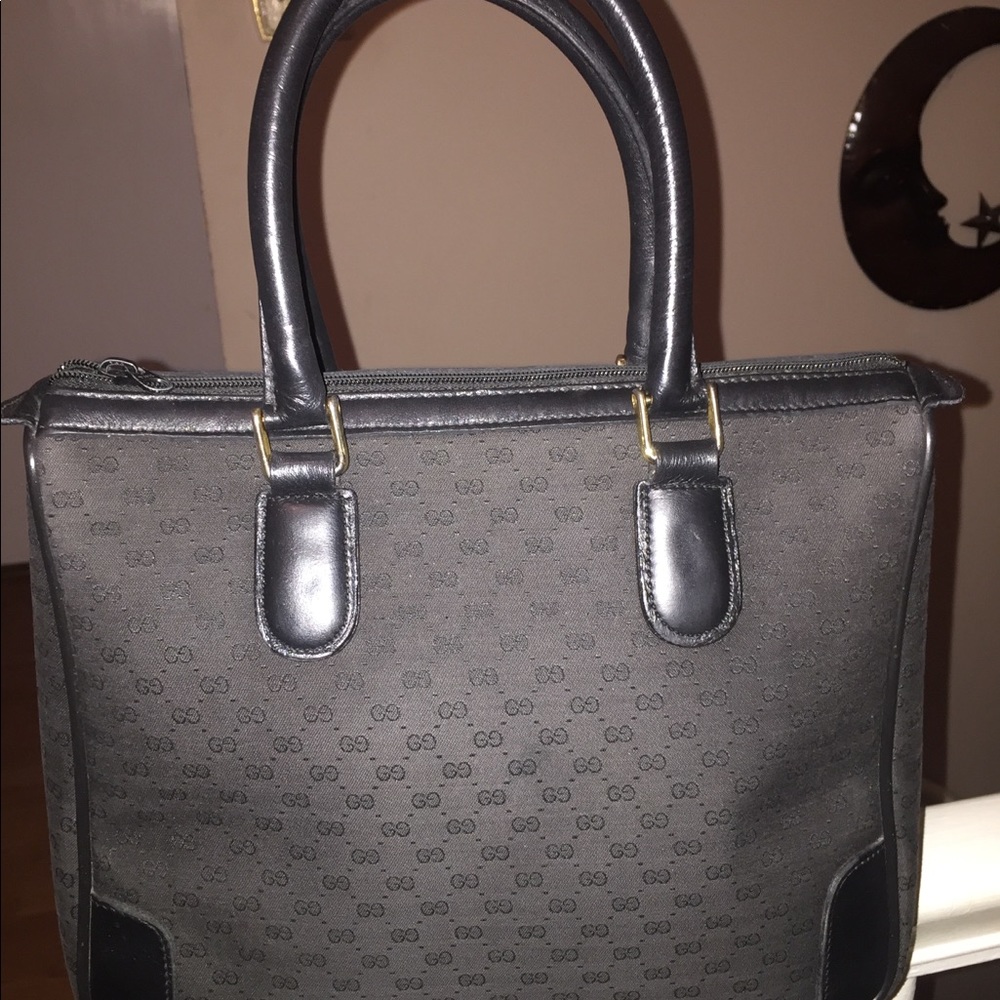 Vintage Gucci black canvas satchel